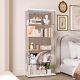 New Glass Display Cabinet 5 Shelves Withmirror Bookshelf Trophy Case Curio White