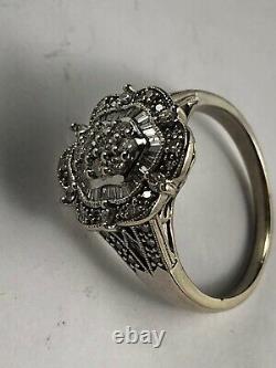 New Store Display 14k White Gold Diamonds Cocktail Ring Size 11 Signed ZMR
