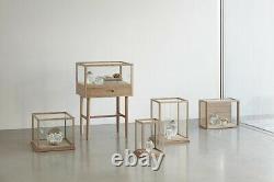 Oak & Glass Display Storage On Stand With Drawer 75 cm by Hubsch