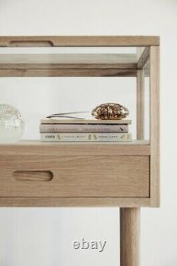 Oak & Glass Display Storage On Stand With Drawer 75 cm by Hubsch