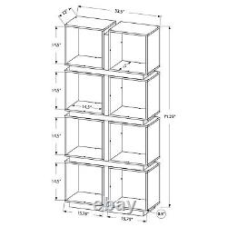 Open Bookcase Cube Storage Shelves Display Organizer Accent Furniture White Grey