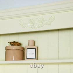 Ornate cream painted wood display shelves vintage country cottage storage shelf
