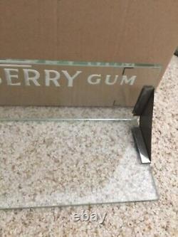 RARE VINTAGE 1930-40s CLARKS TEABERRY GUM EMBOSSED GLASS STORE COUNTER DISPLAY