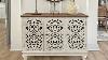Retro Distressed Hollow Carved Storage Cabinet White