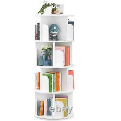 Rotating Bookshelf 4-Tier Free-Standing Wood Bookcase 360° Display Storage Rack