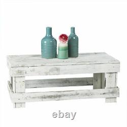 Rustic Coffee Table Reclaimed Wood Farmhouse Living Room Storage Display White