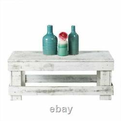 Rustic Coffee Table Reclaimed Wood Farmhouse Living Room Storage Display White