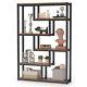 Rustic Etagere Bookcase Freestanding Storage Shelves Display Rack With Open Back