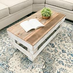 Rustic Farmhouse Coffee Table Solid Reclaimed Wood Display Storage Brown/White