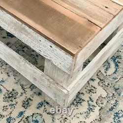 Rustic Farmhouse Coffee Table Solid Reclaimed Wood Display Storage Brown/White