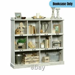 Rustic Farmhouse10-Cubby Bookcase Library Storage Display Organizer Shelf White