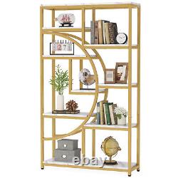 Rustic Freestanding Bookcase Etagere Bookshelf 9-Shelf Storage Open Display Rack