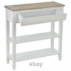 Rustic Style Console Table Compact Storage Drawers Display Shelves Hallway White