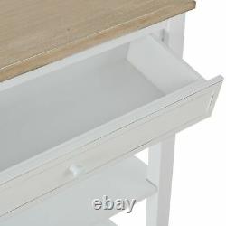 Rustic Style Console Table Compact Storage Drawers Display Shelves Hallway White