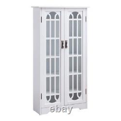 SEI Furniture Display Cabinet with Windowpane Glass Doors in White