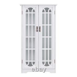 SEI Furniture Display Cabinet with Windowpane Glass Doors in White