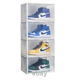 SHOE BOX Plastic Magnetic Drop-Side 10PK Stackable Container Storage or Display