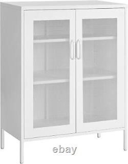 SONGMICS Metal Storage Cabinet with Mesh Doors, Steel Display Cabinets