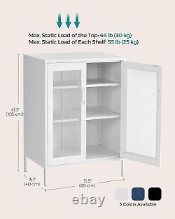 SONGMICS Metal Storage Cabinet with Mesh Doors, Steel Display Cabinets with &