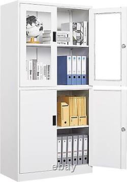 STANI 71 Metal Storage Cabinet Steel Display Lockers with Glass Door for Office