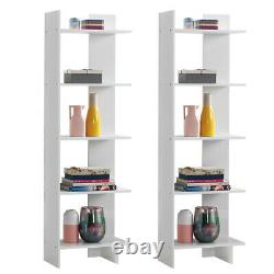 Set of 2 Storage Bookcase 5-Tier Open Shelves Display Room Divider Home Office