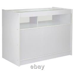 Shop Counter Brilliant White Retail Display Storage Cabinets Glass Shelves
