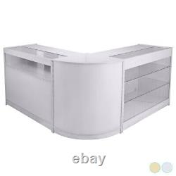 Shop Counter Brilliant White Retail Display Storage Cabinets Glass Shelves