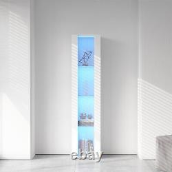 Side Cabinet Glass LED Curio Display Cabinet Side Storage Organizer with 4-Shelf