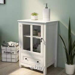 Sideboard Buffet Cabinet Accent Wood Display Storage Cabinet with Glass Doors