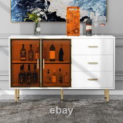 Sideboard Buffet Storage Cabinet Cupboard Display Cabinet, Tempered Glass Doors