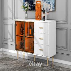 Sideboard Buffet Storage Cabinet Cupboard Display Cabinet, Tempered Glass Doors