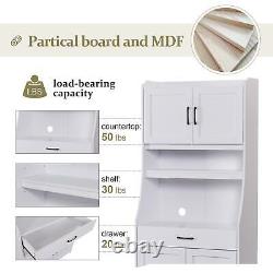 Sideboard Storage Cabinet Kitchen Pantry Cabinet withShelves Display Unit White