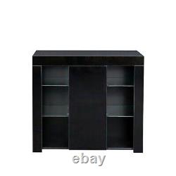 Sideboard Storage Cabinet Living Room High Gloss with LED Light, Display Cabinet