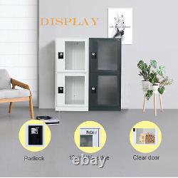 Small display metal storage cabinet with transparent door mini bookcase cupboard