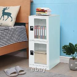 Small display metal storage cabinet with transparent door mini bookcase cupboard