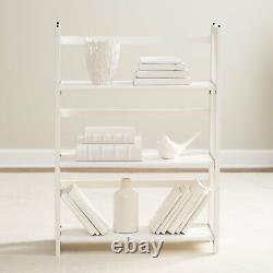 Solid Wood 3-Shelf Foldable Stackable Bookcase Display Storage Organizer White