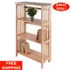 Solid Wood 4-tier Foldable Bookcase Shelf Classic Display Storage Natural Finish