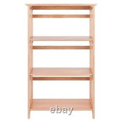 Solid Wood 4-Tier Foldable Bookcase Shelf Classic Display Storage Natural Finish