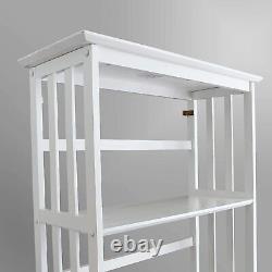 Solid Wood 5-Shelf Bookcase Traditional Home Office Decor Display Storage White