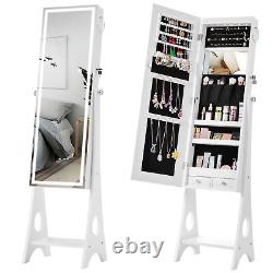 Stand Full Length Mirror Jewelry Cabinet Free Standing Armoire Storage Organizer