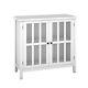Storage Buffet Cabinet Glass Door Sideboard Console Display Table Bedroom White