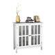 Storage Buffet Cabinet Glass Door Sideboard Console Table Server Display White