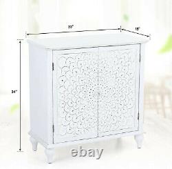 Storage Cabinet Accent Display Storage Distressed Console Cabinet with 2 Doors