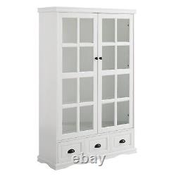 Storage Cabinet Curio Cabinet Display Cabinet with Adjustable Shelf & 3 Drawers