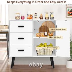 Storage Cabinet with 3 Drawers and 1Door, Sideboard Cabinet with Adjustable Shelf