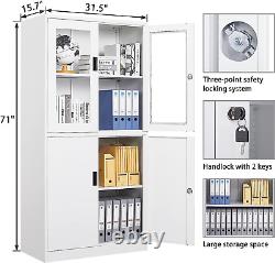 Storage Cabinet with Doors and Shelves, Display Cabinet with Glass Doors, Freesta