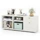 Storage Cabinet With2 Drawers 4 Cubes Adjustable Feet Floor Display Cabinet White