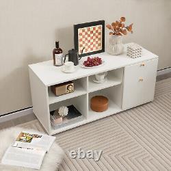 Storage Cabinet with2 Drawers 4 Cubes Adjustable Feet Floor Display Cabinet White