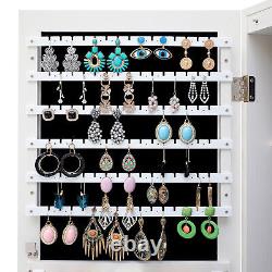 Stylish Simple Jewelry Armoires Storage Mirror Cabinet with LED Lights Hang on