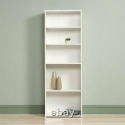 Tall 5-Shelves Bookcase Adjustable Storage Home Office Display Organizer White